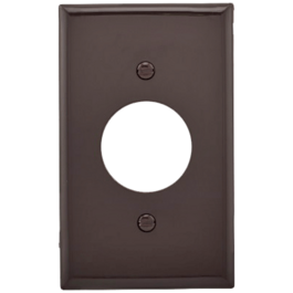 Täckplatta 1-gang enkeluttag 15A Ø35,7mm hål 114*70mm plast brun