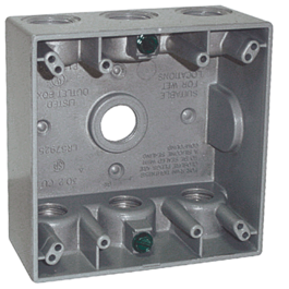 Weatherproof box 2-gang 116*117*52mm AL grey 7*0,5"NPT NEMA3R