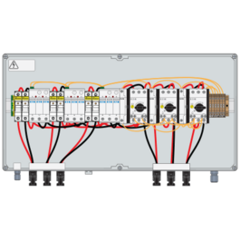 PV combiner box 1000VDC 25A 1+1+1 string 3*T1/2 firem.sw.conn. IP66