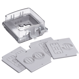 In-use cover plate 2-gang NEMA3R polycarbonate grey
