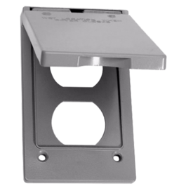 Weatherpr.cover plate 1-gang double receptacle vertical grey