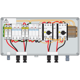 PV combiner box 1000VDC 25A 1+1 string 2*T1/2 firem.sw.connector IP66